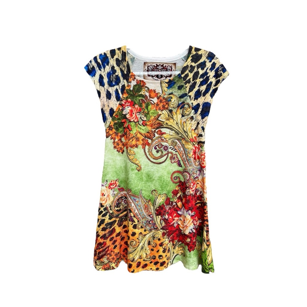 Y2K tattoo print colorful dress